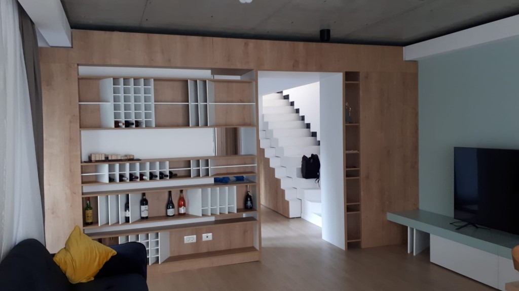 living room pal si mdf vopsit, biblioteca